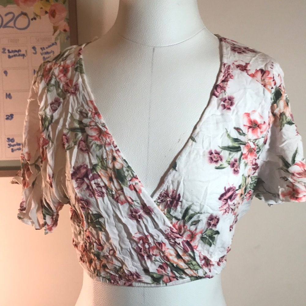 Forever 21 Floral Surplus Crop Top